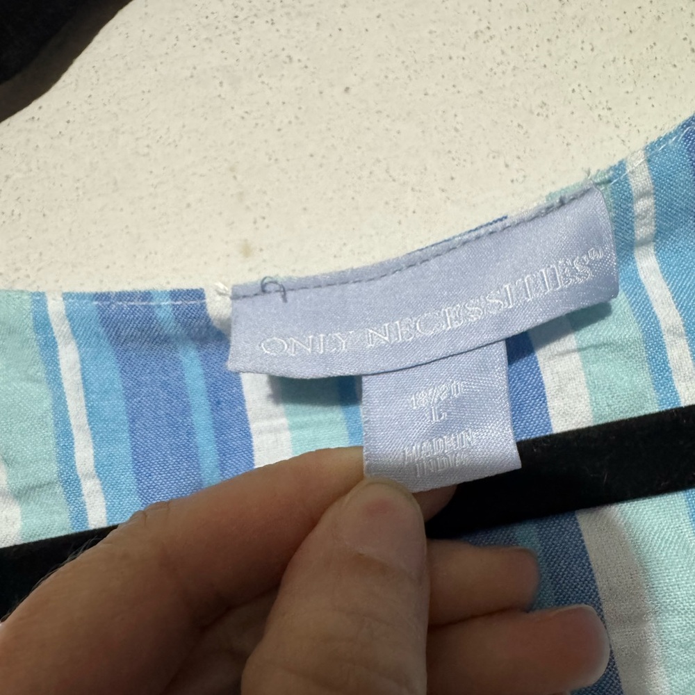 Only Necessities Blue Striped 100% Cotton Long Modest Shirt Dress Nursing Large - Picture 3 of 6